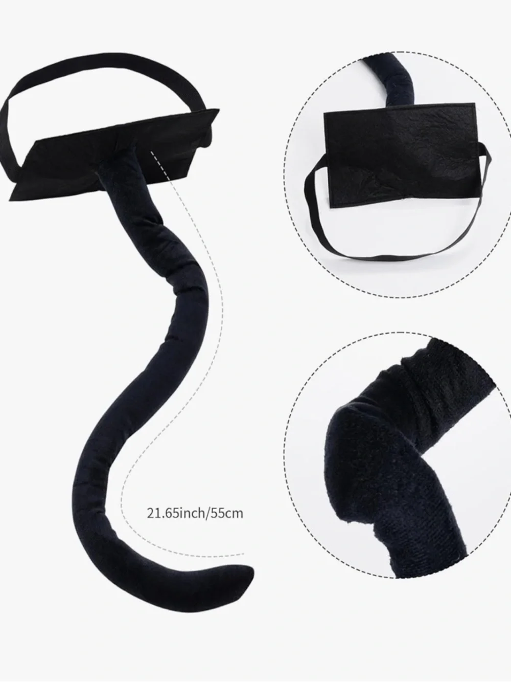 NEW Cat Tail Costume accessory Black Faux Fur Bendable 21.5